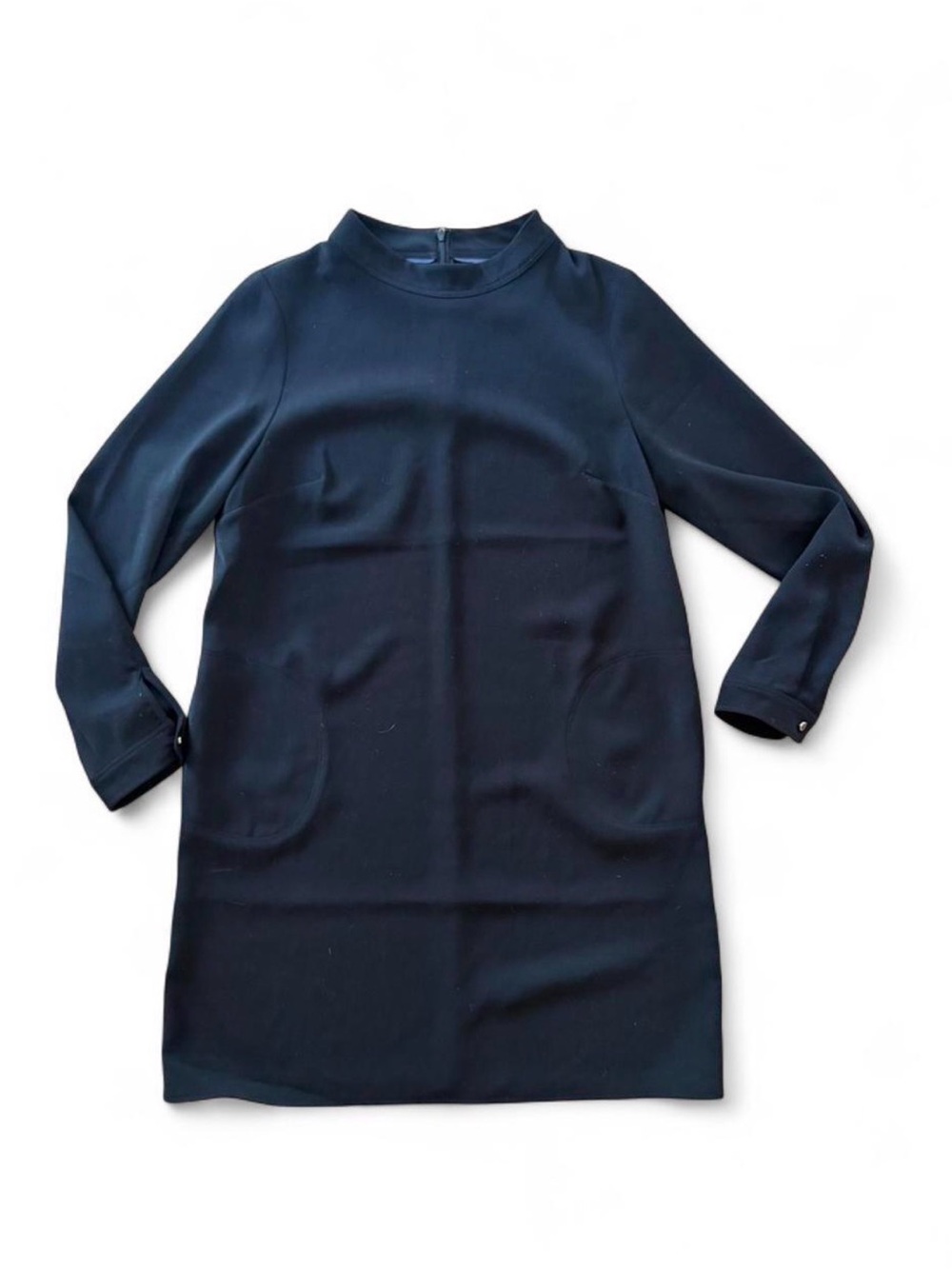 Boden Mock neck Long Sleeve Classic Black Mod Jackie-O style Shift Dress- 8